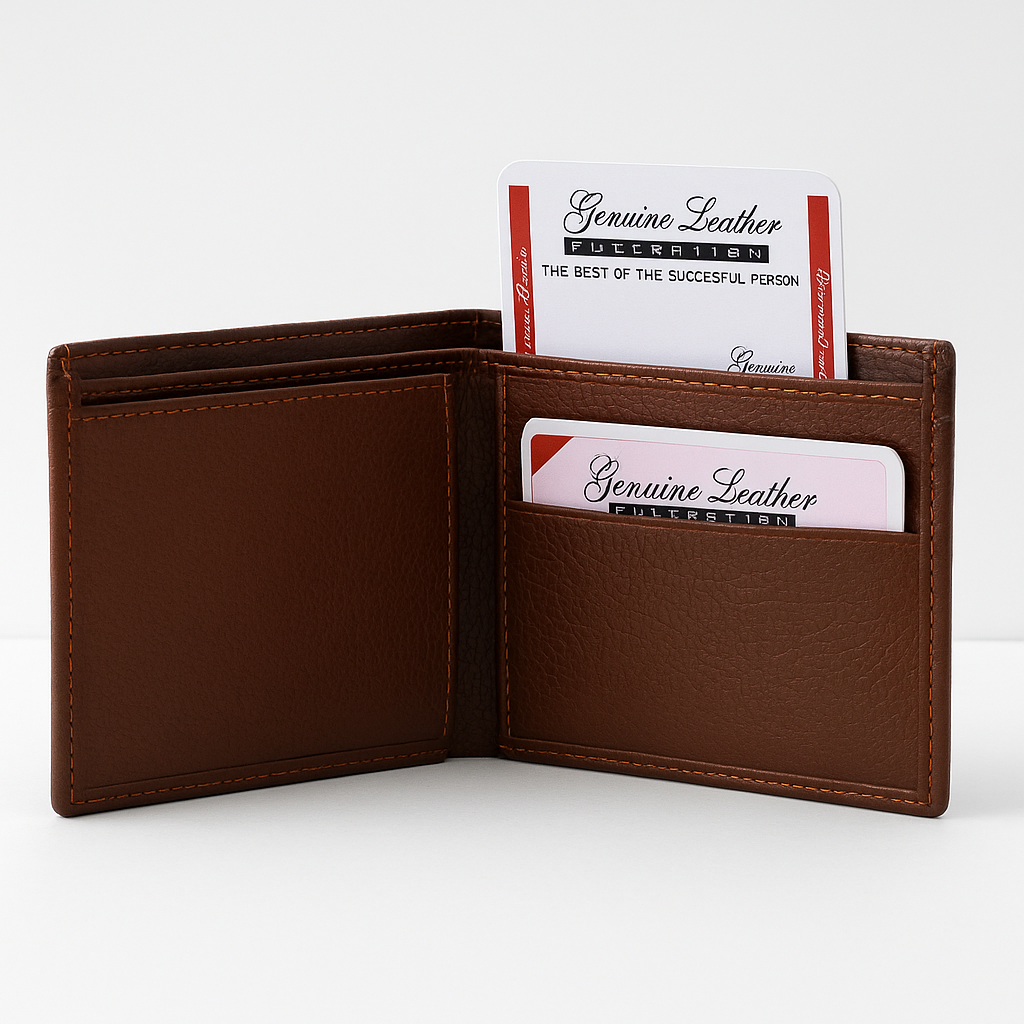 Classic Men's Genuine Leather Bifold Wallet – Sleek & Durable Design