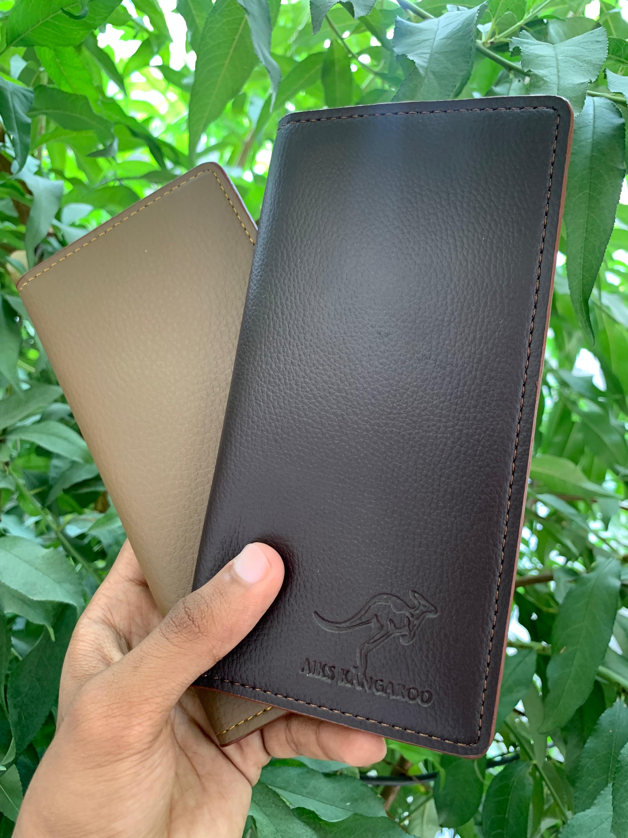 Men’s Premium Long Leather Wallet – Aik's Kangaroo Edition