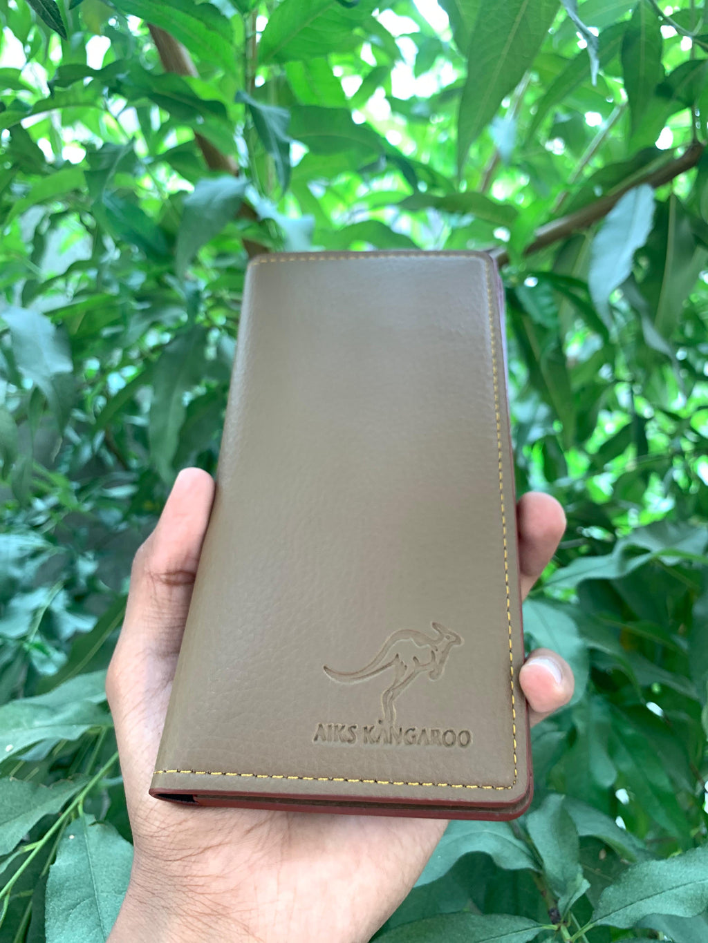 Men’s Premium Long Leather Wallet – Aik's Kangaroo Edition