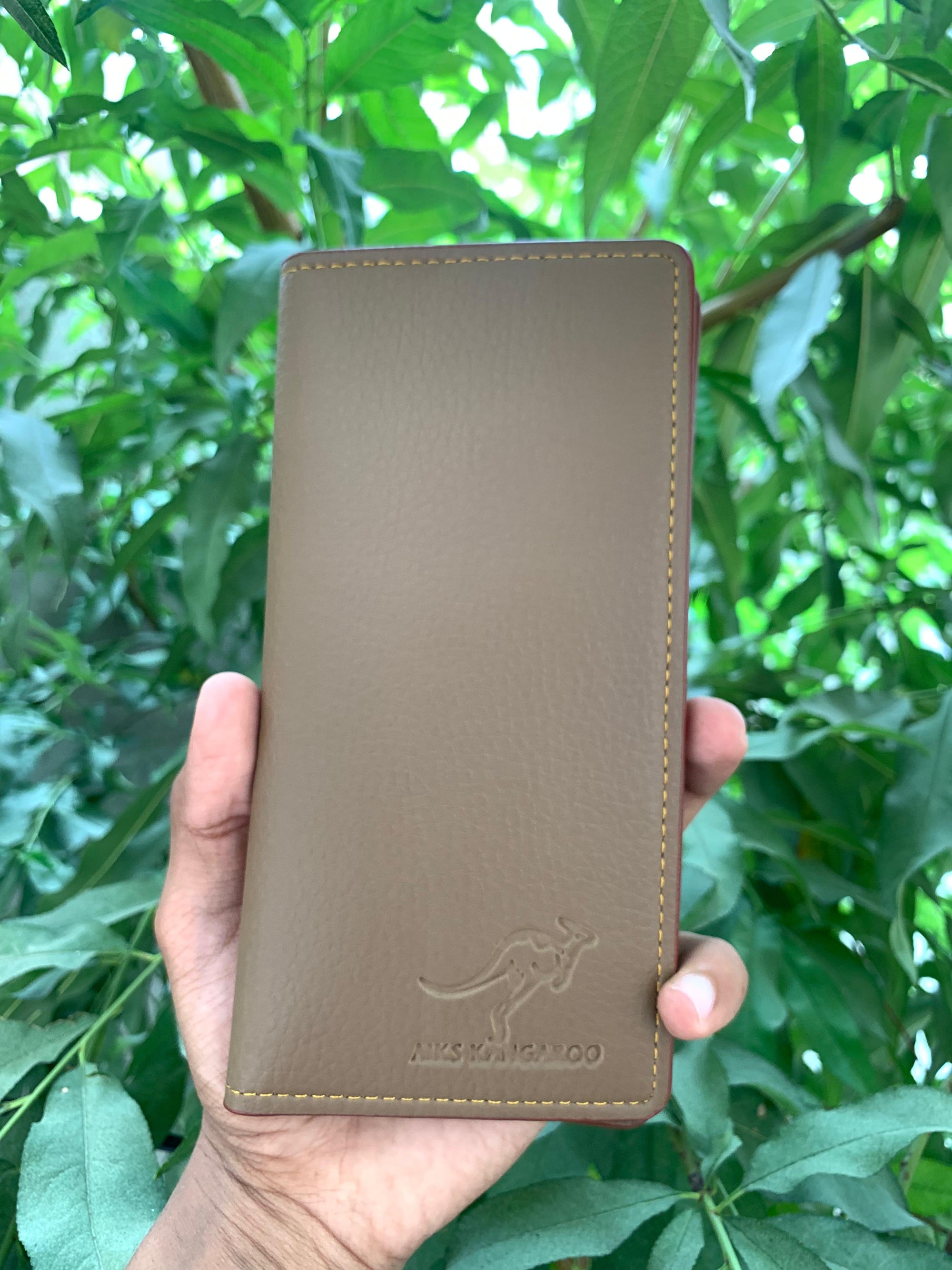 Men’s Premium Long Leather Wallet – Aik's Kangaroo Edition