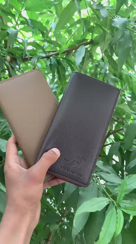 Men’s Premium Long Leather Wallet – Aik's Kangaroo Edition