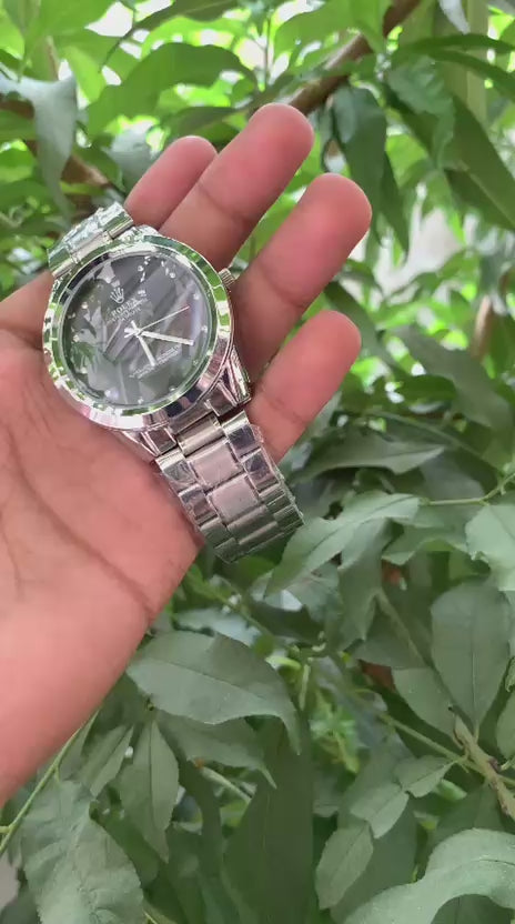 Rolex Day-Date – Black Dial, Stainless Steel Bracelet